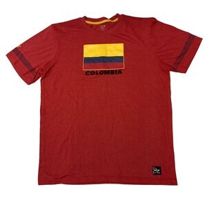 Mitre Colombia Flag Graphic T-Shirt Mens XL Red Short Sleeve Soccer‎ Tee 2016
